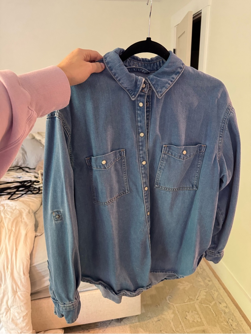 Zara Blue Denim Button-Up Shirt